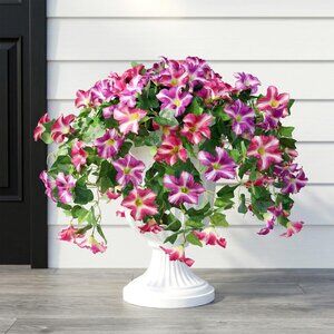Pink 3-Pcs Artificial Faux Silk Hanging Flowers Vases Realistic Plants Decor